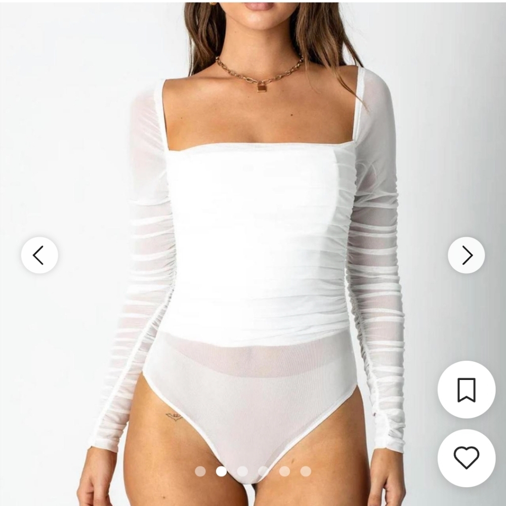 Princess Polly size 4  Bodysuit White Sheer O-1340